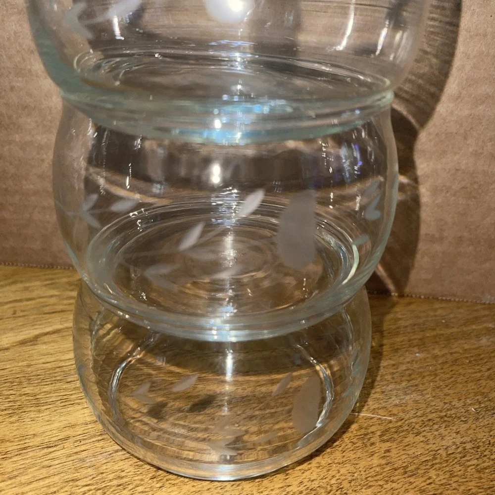Princess House Heritage 3 Tiered Candy/Trinket Tower w/Lid Vintage Floral Etched